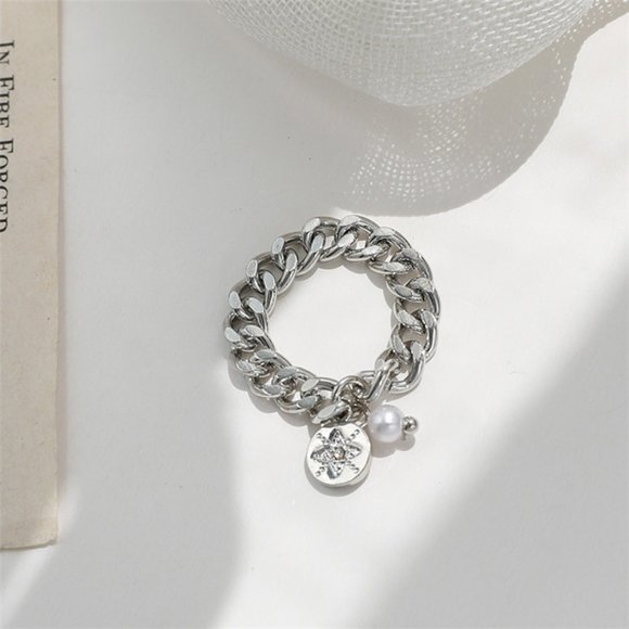 ♠️ NWT Statement Silver Ring with Pearl - Picture 4 of 5